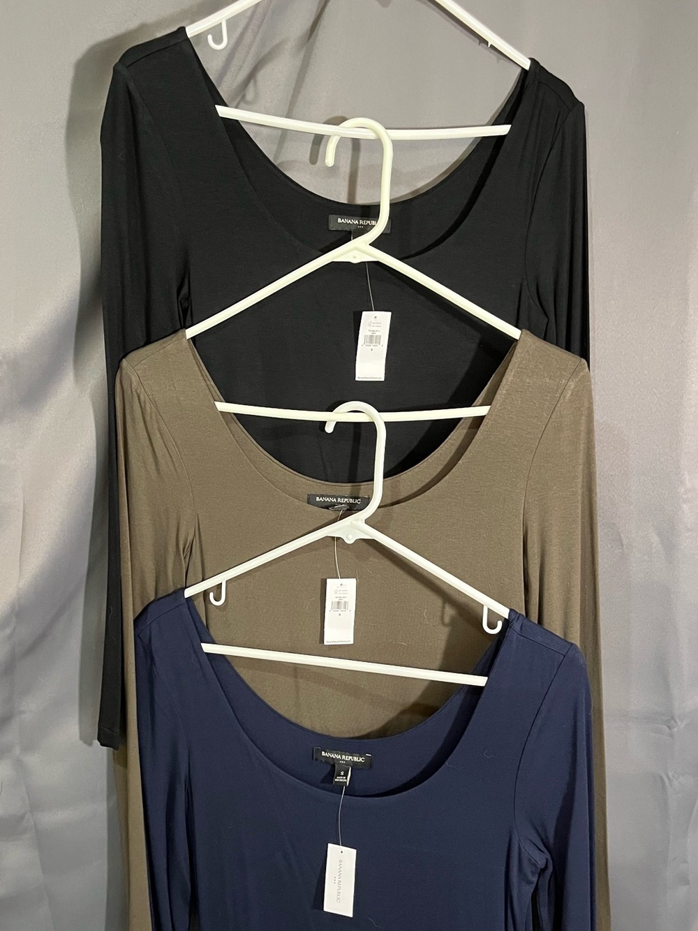 Banana Republic Set of 3 Long Sleeve Maxi Dresses in Black, Olive, Navy
